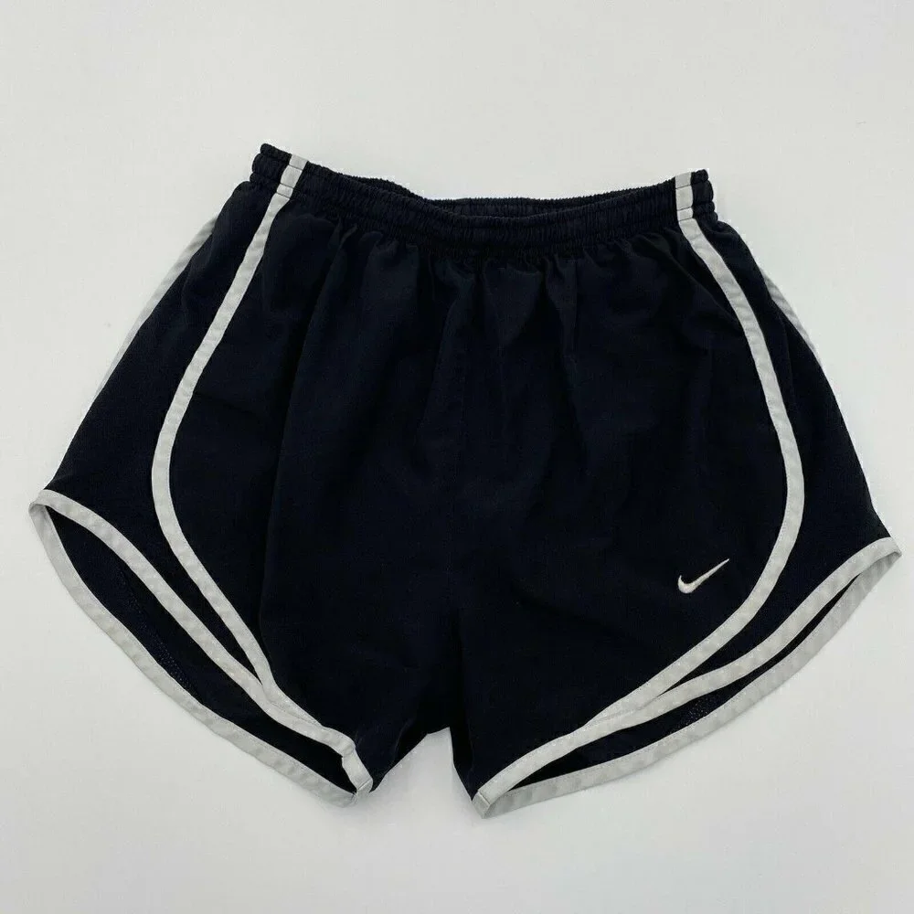 Nike Womens Dri-Fit Sz XS Running Shorts with Liner Black Logo Drawstring EUC